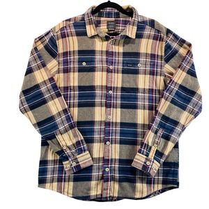 RVCA Mens Flannel Shirt Long Sleeve Plaid Regular Fit Button Up Size L